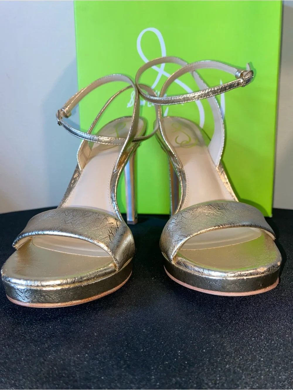 Sam Edelman Metallic Gold Strappy Slingback Heels